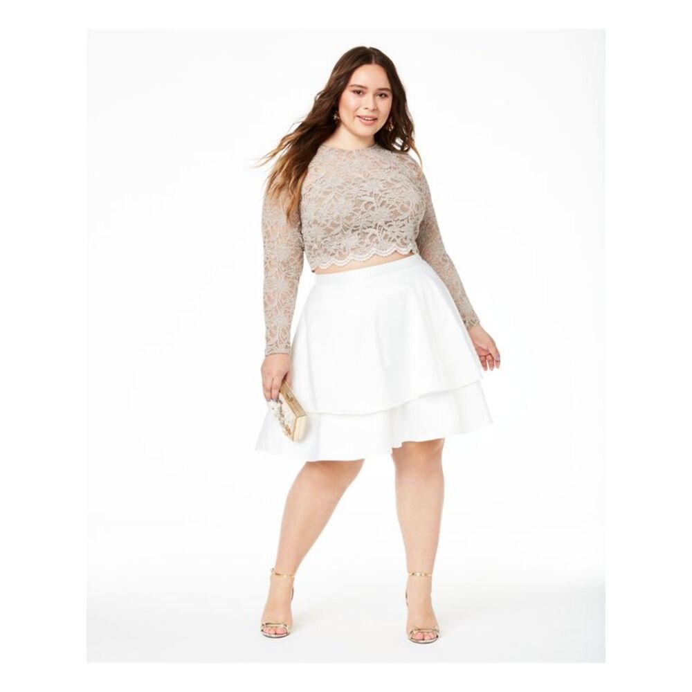 CITY STUDIO Womens Beige Above The Knee Evening Skirt Plus Size: 20W